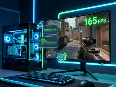 Pantalla con videojuego y contador de FPS