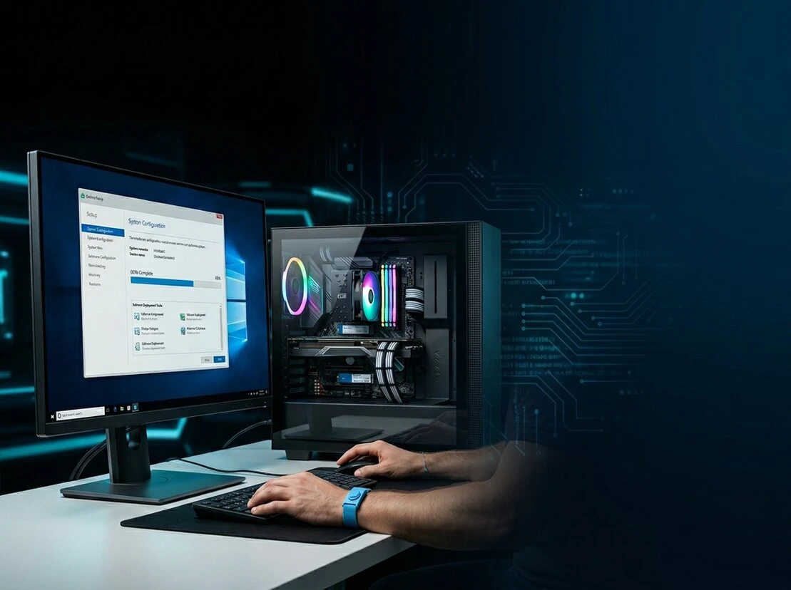 Pantalla mostrando instalación de Windows en una PC gamer