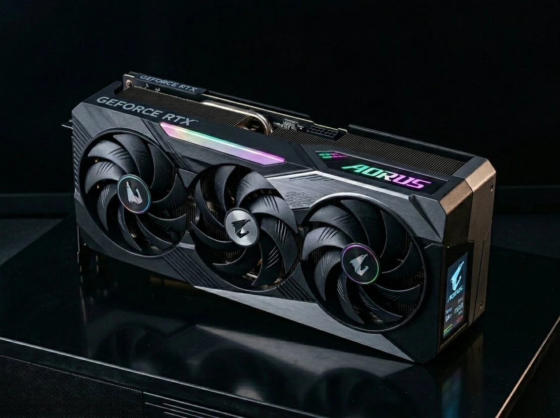 Placa de video gamer siendo instalada en una PC